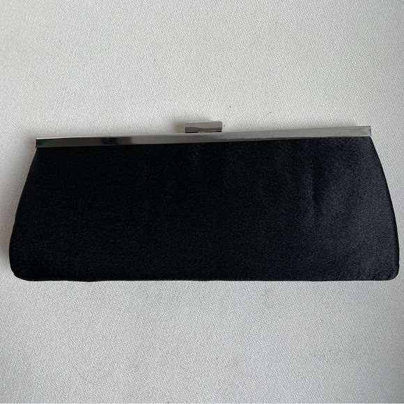 ABS Allen Schwartz Black Satin Evening Bag Clutch Shoulder Crossbody Rhinestone - Picture 7 of 13